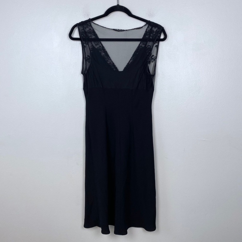 Y2K Black Lace Babydoll Midi Dress Sleeveless Empire Waist‎ Whimsygoth Romantic - Picture 6 of 8